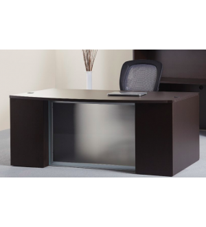 AOSP 71" Bow Top Desk with Glass Modesty Panel
